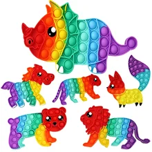 

Animal Rainbow Popper Bubble Fidget Toy Cartoon Popete Kids Children Educational Games Adults Stress Relief Interactive Game NEW
