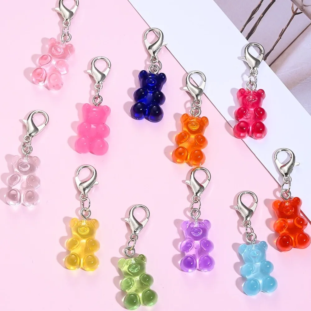 28 Stück kleine Bären-Anhänger-Schlüsselanhänger – bunte Tieranhänger mit Karabinerverschluss für DIY-Taschen, Armbänder, Schlüsselanhänger