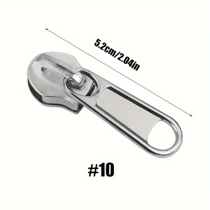 10pcs Durable Nylon Zipper Pulls Assorted Sizes #3 #5 #8 #10 For Bags And Tents Non-Slip Long Tab Zipper Heads Replacement Set