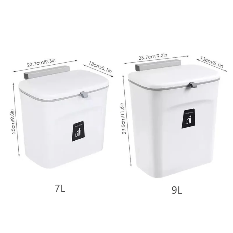 Kitchen Trash Can Wall Mounted Hanging Trash Bin Cabinet Door Bathroom Can With Lid Garbage Bin Counter Bins Dustbin desktop trash can trash can