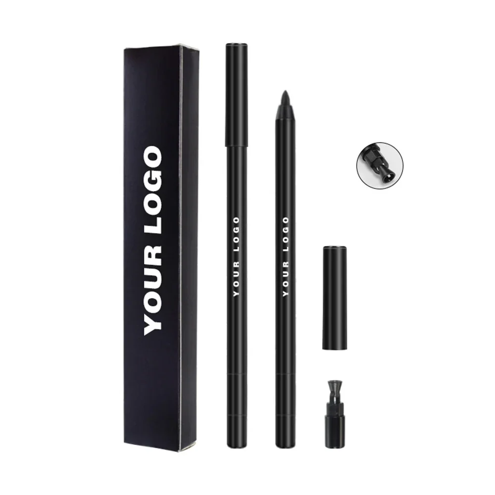 6.5g Private Label Eyeliner Pen Custom Bulk Waterproof Eye Liner con temperamatite integrato colore nero trucco impermeabile