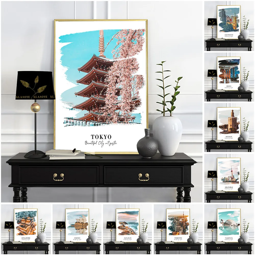 

Famous City Travel Landscape Art Print Poster Beautiful Scenery Photo Wall Picture Home Decor Canvas Painting