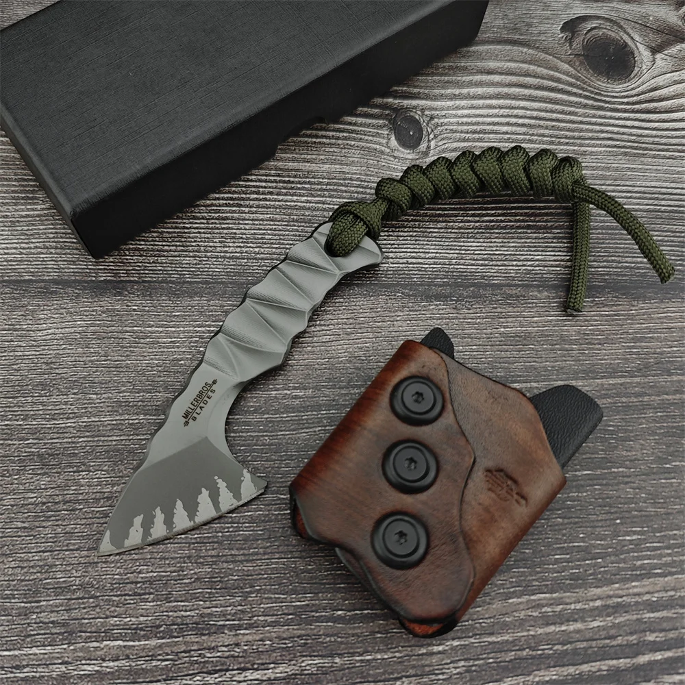 Cuchillo Plegable De Bolsillo Con Funda De Cuero - Herramienta Multiusos, Ideal Para Supervivencia