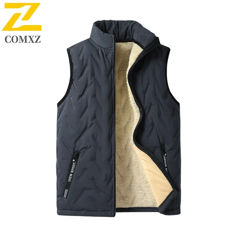 EiAO Vest Plus Size Men's Ultrasonic Fleece Lined Windproof Waterproof Thermal Sleeveless Jacket for Dad Casual Winter Wear 2025
