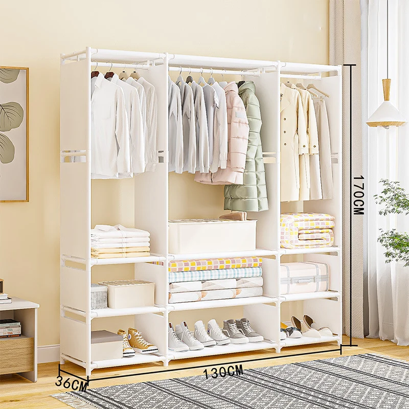 Garment Rack Floor Dustproof Hanging Clothes Hanger Shoe and Hat Integrated Clothes Drying Rack Storage Shelf Home Organizer clothes rack shoe and hat racks