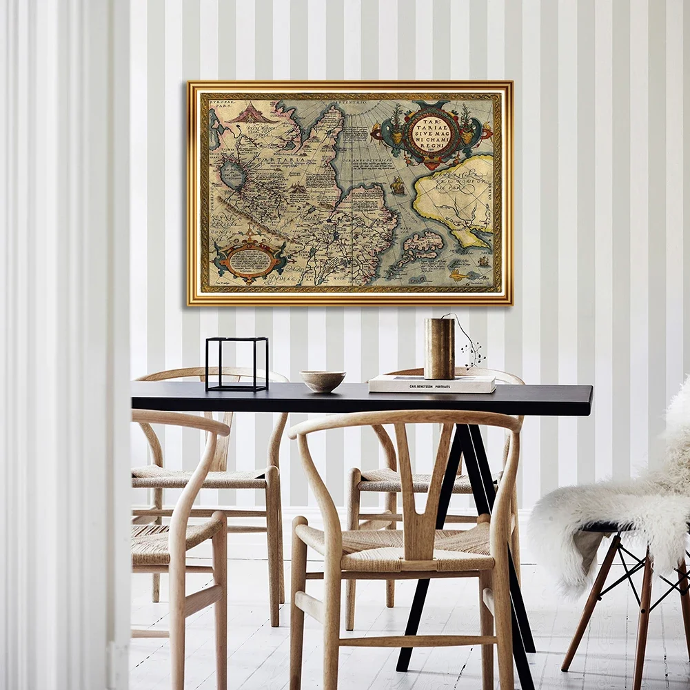59*42cm The Classic Map Vintage Canvas Painting Decorative Wall Art Posters and Prints Living Room Home Decoration