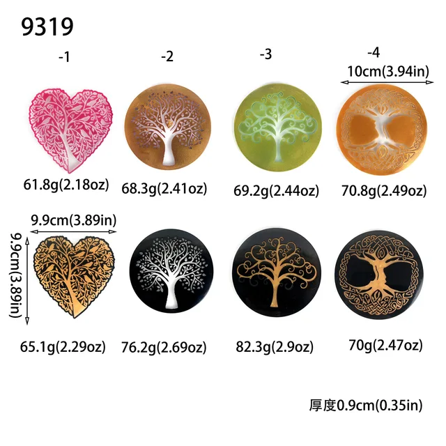 Stampo in resina per albero della vita a forma di cuore Stampo in silicone per resina epossidica per sottobicchiere per albero fai da te Decorazione da tavolo Tappetini per tazze Stampi in silicone 3