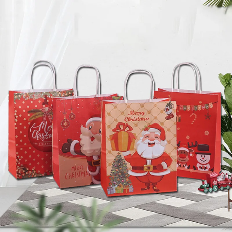 

Christmas Gifts Bags Santa Xmas Tree Candy Cookie Present Paper Bags For Christmas Holiday Decoration New Year Gift Packing