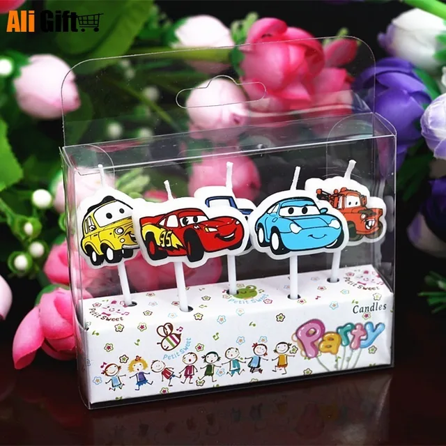 5 Db/Tétel Kreatív Illatos Születésnapi Esküvők Rajzfilm Autók Gyertyák Lángtalan Torták Gyermekeknek Ajándékok Dekoráció - Image 4