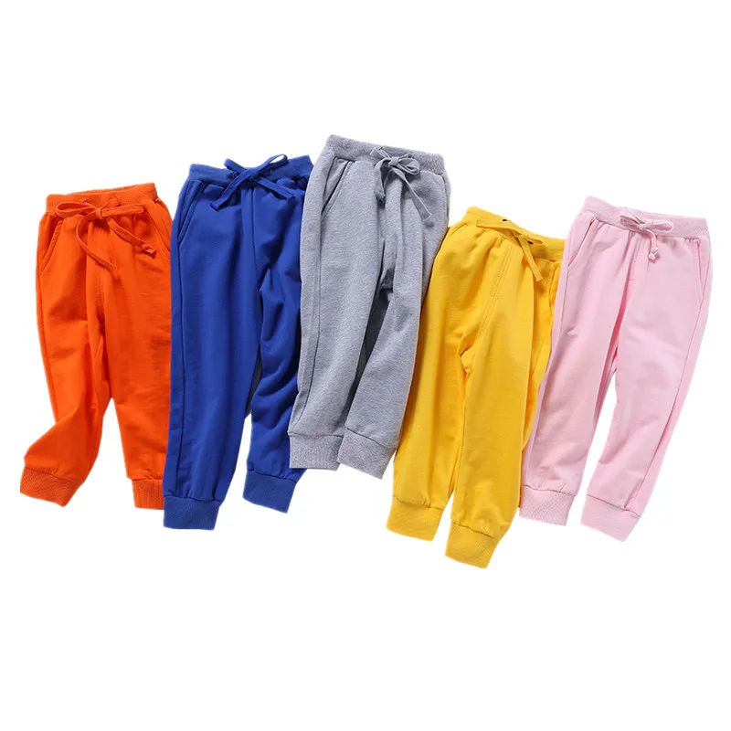 

Fashion Sports Girls Boys Pants Solid Candy Color School 100% Cotton Spring Autumn Pant Leggings Trouser Children Kid Leggins
