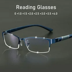 Men's Anti-blue Light Reading Glasses Vintage Business Half Frame Farsighted Eyewear Optical Prescription Hyperopia with Diopter