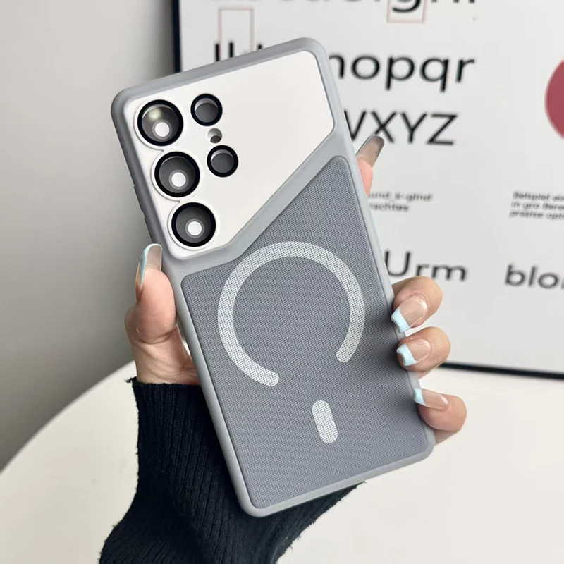 Color Blocking Magnetic Lens Shock-Absorbing Phone Case with All-Inclusive Protection