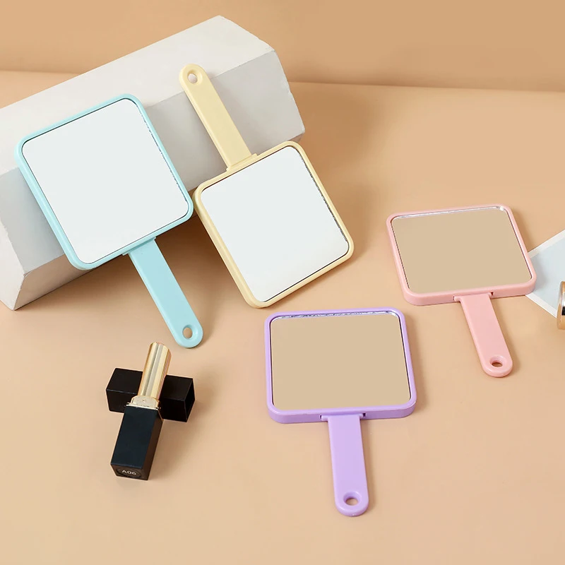 1 Pc Kawaii 휴대용 거울 빗 캔디 컬러 핸드 헬드 스퀘어 여행 헤어 브러시 마사지 기능 스타일링 도구