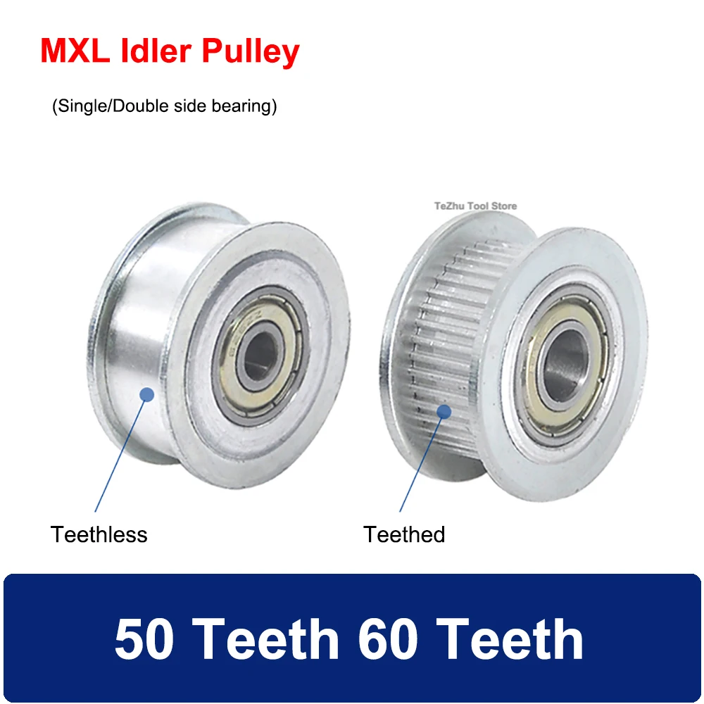 

1PCS MXL 50 Teeth 60 Teeth Idler Pulley Wheel 7/11/16mm Width 5/6/7/8/10/12/15mm Bore Bearing Motor Timing Pulley