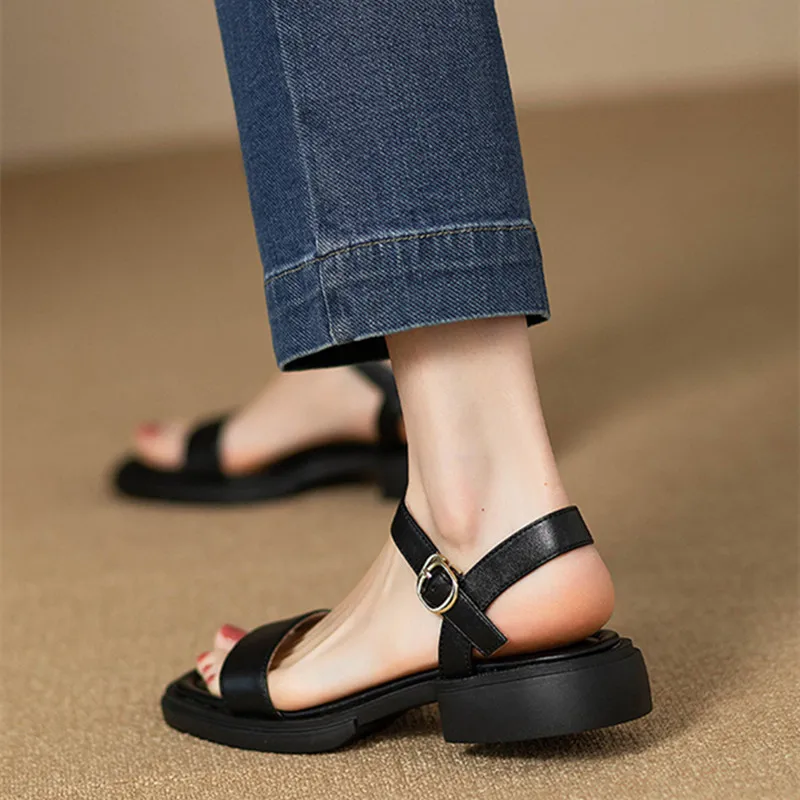 Summer Fashion Sandals Women Low Heels Elegant Open Toe Slingback Shoes for Women Non-slip Soft Sole women slingback sandals