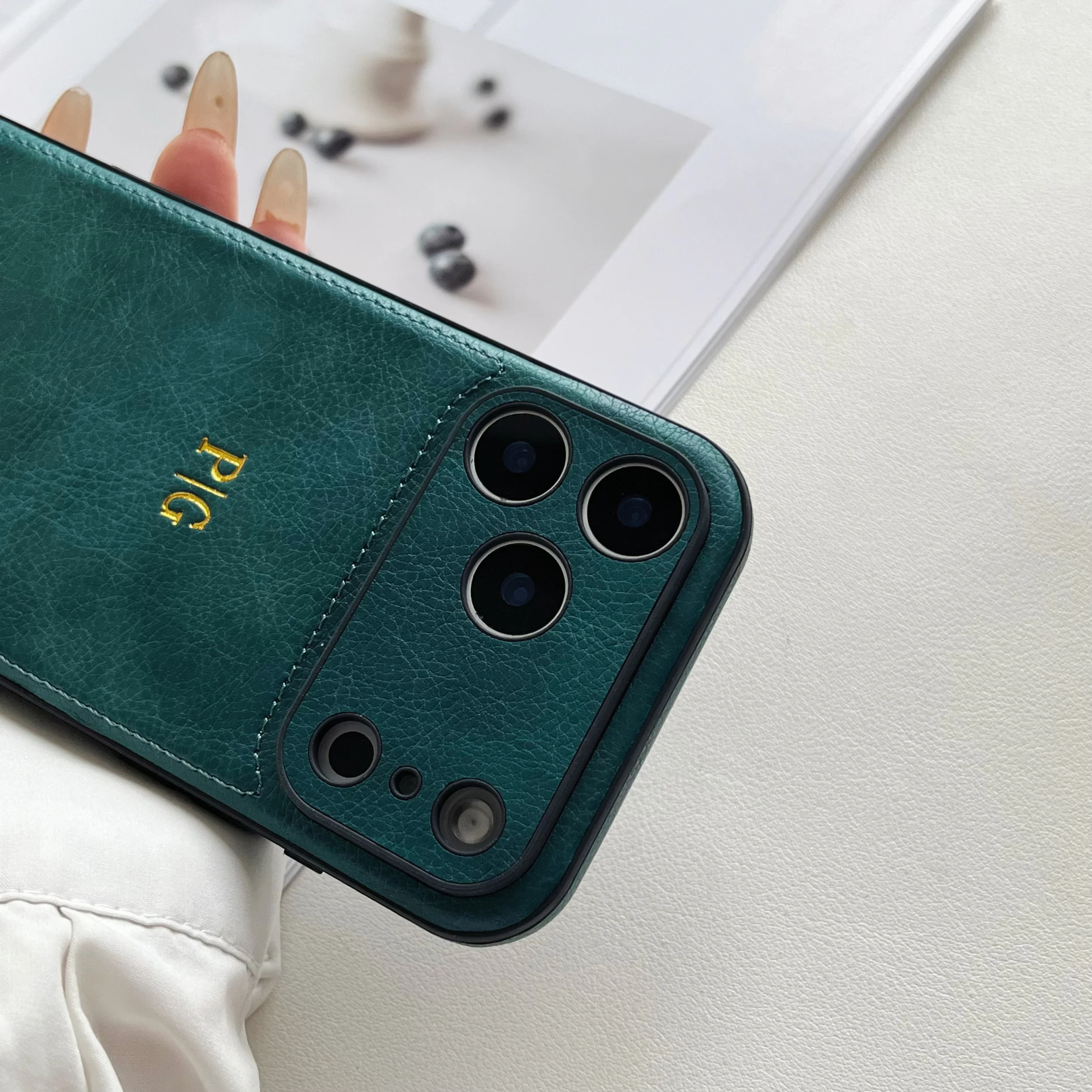 Luxury Personalized Custom Name Hot Gold Foil Embossed Faux Leather thumbnail 11