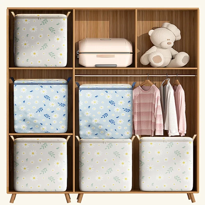 110/140/180/L Large Capacity Clothing Storage Box Folding Non Woven Fabric Quilts Clothes Organizer Case With Zipper Storage Bag 4