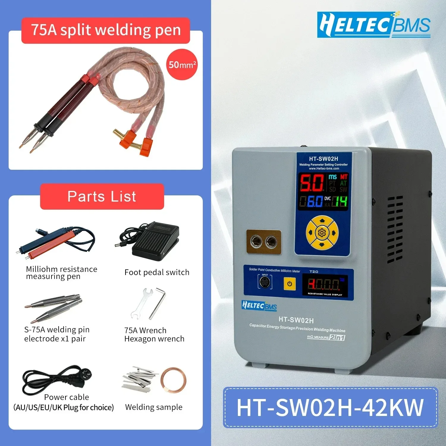 Spot Welder, Dual Mode Spot Welding, Portable Mini Ultra Low Loss Spot Welder, 42 KW 7000A Capacitor Energy Storage Pulse Weldin 5