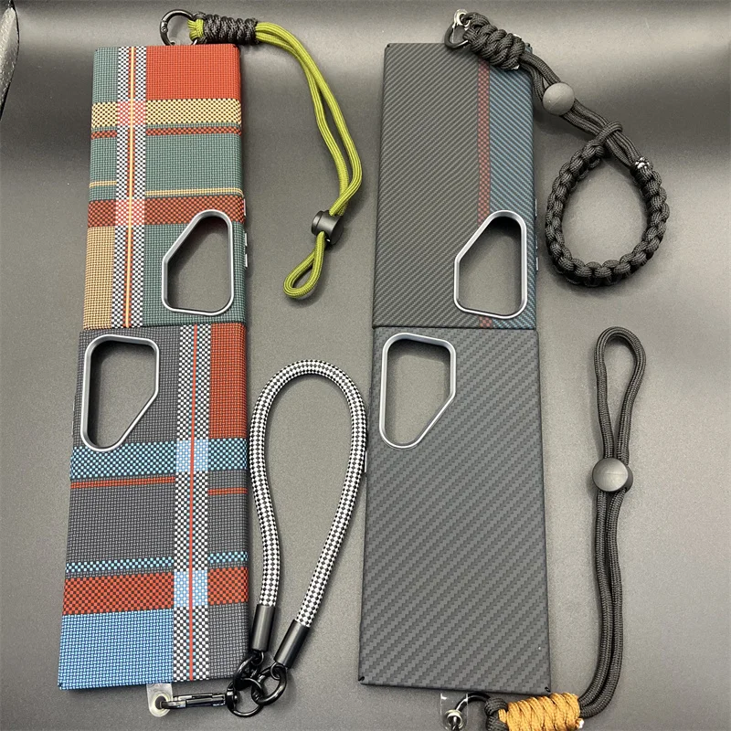 Enhanced 3D Carbon Fiber MagSafe Phone Case with Fashion Wristband and Hanging Rope