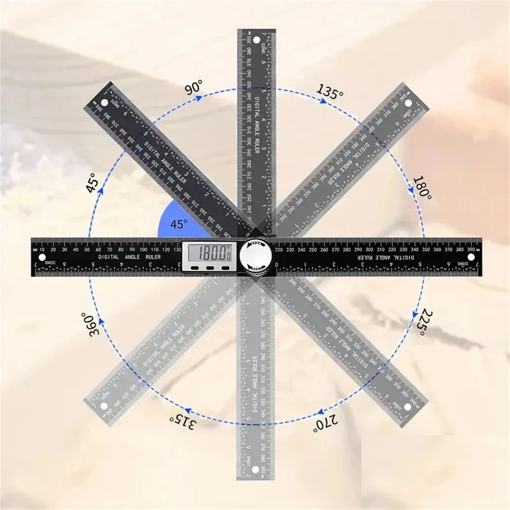 1 PC 2 an 1 Digital Wénkel Detektor Skala Gëeegent fir Holzbeaarbechtungsmessinstrumenter Héich Genauegkeet Mutifunction Tools_voghion.com