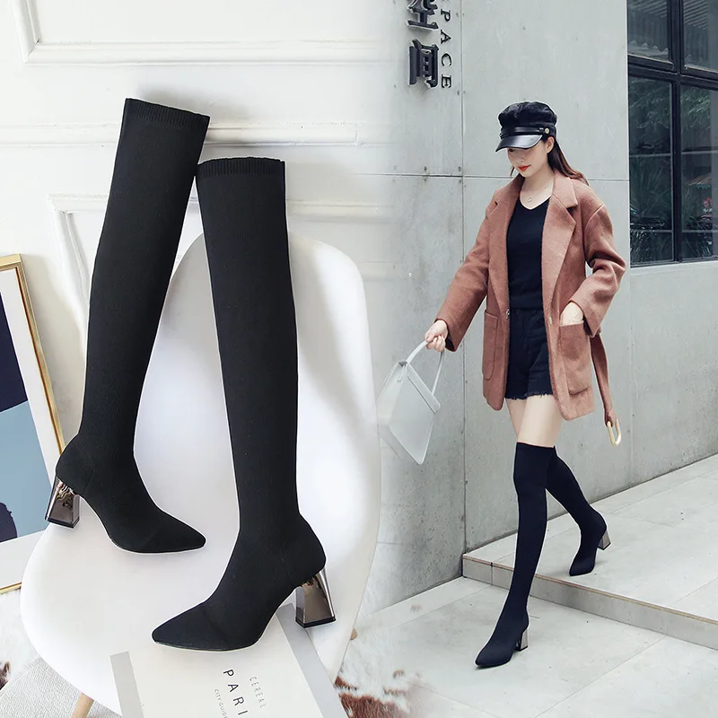 

Winter Boots Lady Boots-Women Autumn Shoes Clogs Platform Sexy Thigh High Heels High Sexy 2023 Pointy Over-the-Knee Rubber Stil