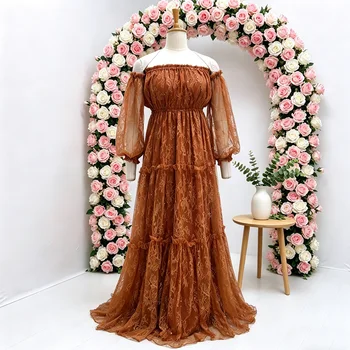 Maternity Dresses For Baby Show Lace Women Photography Outfit Dress Off Shoulder Dress Boho Pregnancy Photo Shoot