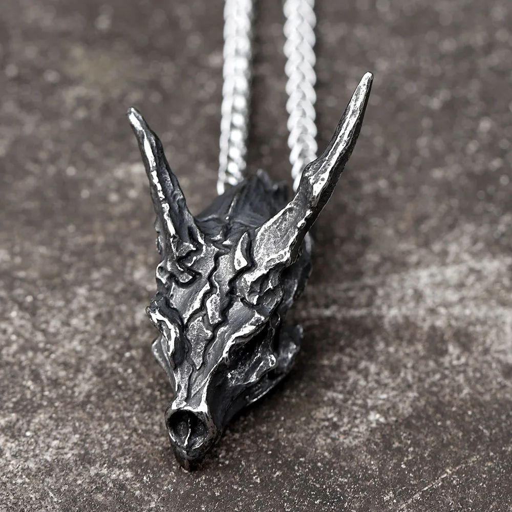 2022 New Design Charms Viking Dragon Skull Pendant Necklace