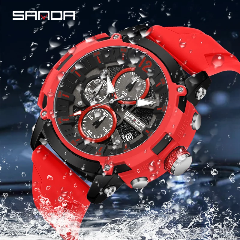 

Top Sport Watch For 2024 New Men Fashion Date Stopwatch SANDA 5312 Waterproof Quartz Wristwatch Luxury Casual Male Clock