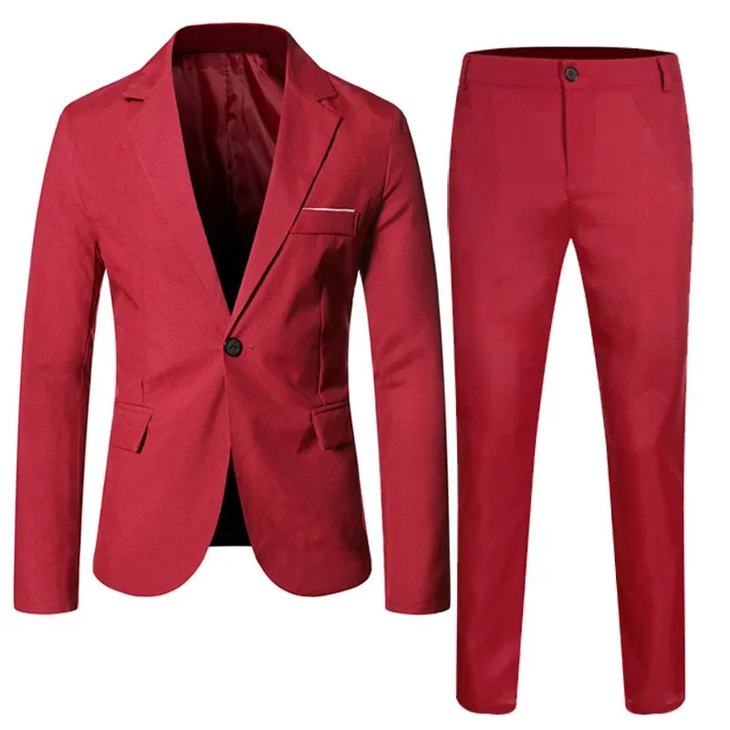 Western-Style Men's 2-Piece Set formal suit Bride's Groom's Wedding Banquet Clothes Husband's Brother's Formal Business Wear