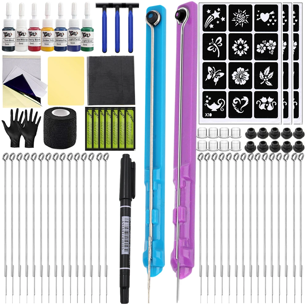 3D Tattoo Hand Poke and Stick Tool Tattoo Needle Tool Stick Poke Needles Holder Tattoo Hand Poke and Stick for Tattoo Supplies 3 pcs office supplies receipt needle folder menu summons fork invoice holder bill