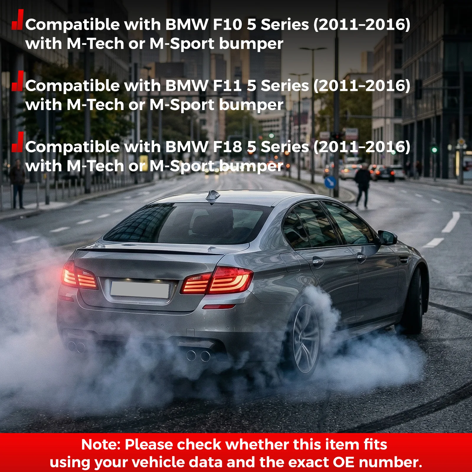 63147842955 63147842956 2011-2016 BMW F10 F11 F18 M-Tech 또는 M-Sport 리어 범퍼 반사경 램프 렌즈 자동차 액세서리