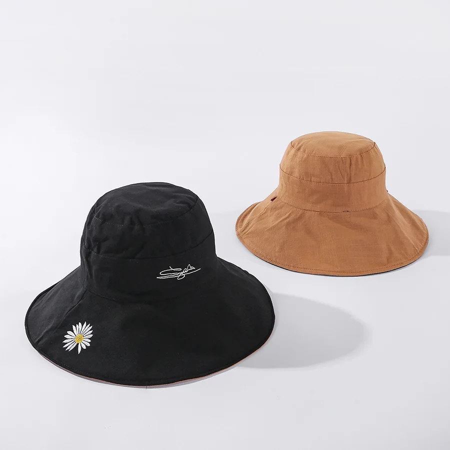 1PC Fisherman's Hat Fashion Daisy Millinery Summer Sun Protection Sun Hat Embroidery Daisies Women's Sunhat Hats for Women
