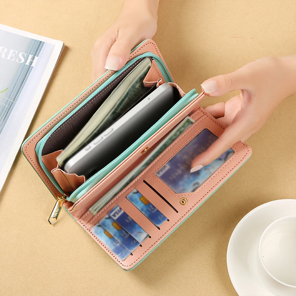 Women Long Wallet Cat Phone Card Holder Embroidery PU Leather Purse 5