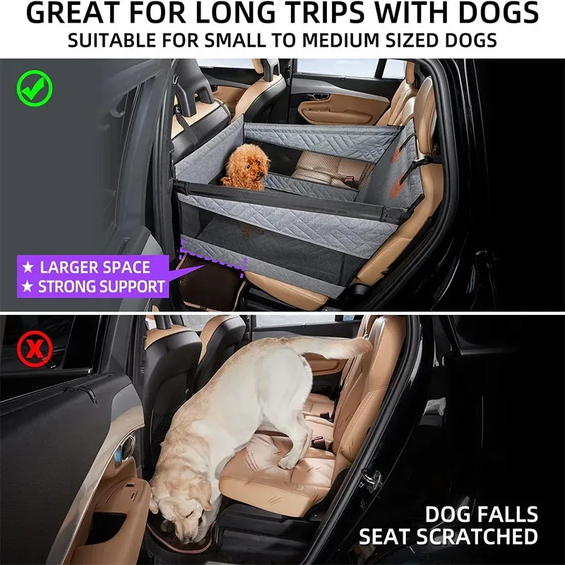 Pet Car Nest Bed Full Coverage Back Seat Hammock Extender for Cars Waterproof Scratchproof with Mesh Pocket for All Size Dogs dog car seat cover
