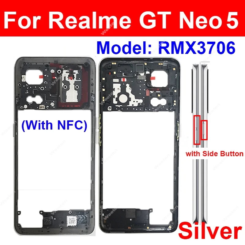 Realme GT3 GT Neo 5 Neo 5Se 용 미들 하우징, 미들 프레임 커버, 후면 커버, 배터리 문짝 하우징 부품