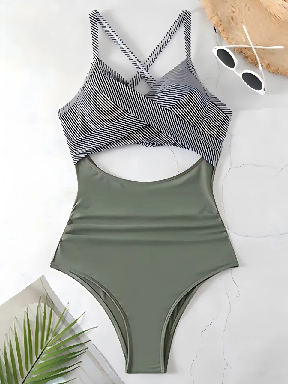 Elegant Ruched One-Piece Swimsuit for Women - Solid Summer Beachwear