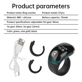 S7pro Porta anello intercambiabile APP intelligente Conteggio contatore dito Tipo C Contatore elettronico Bluetooth Smart Ring