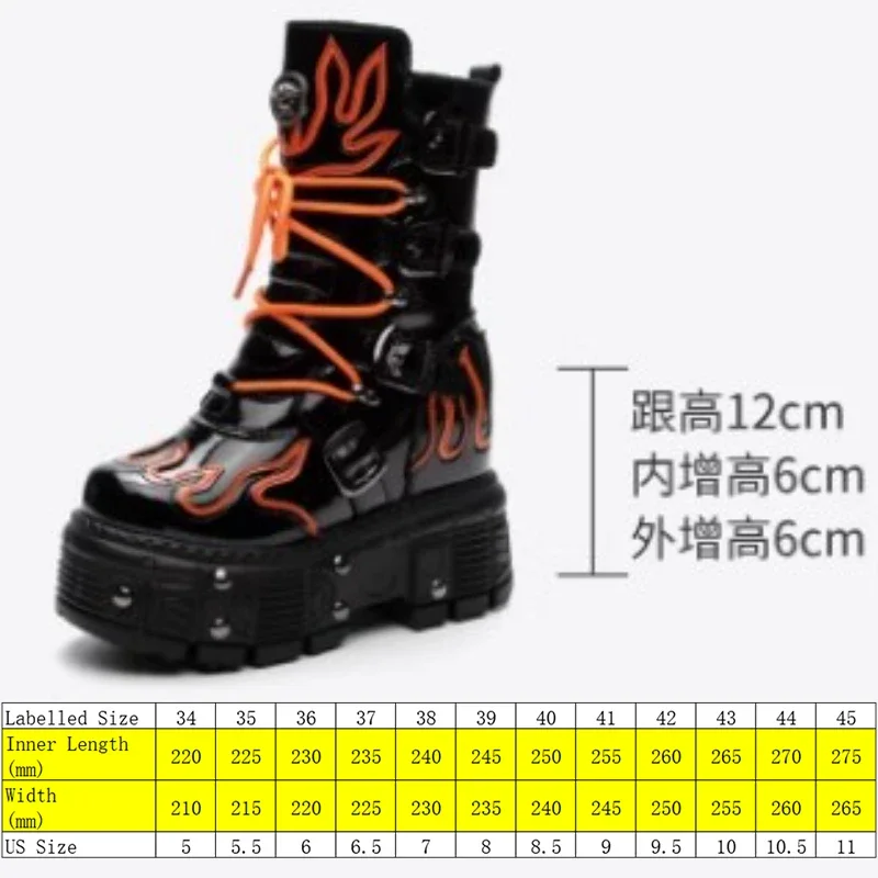 Krasovki 12cm Patent Genuine Leather Motorcycle Boots Women Boots Platform Wedge Ankle Punk Knee High Booties Women Combat Boots 7 Se1e4d94fc40d4779b2d04db19dcbe5e0B