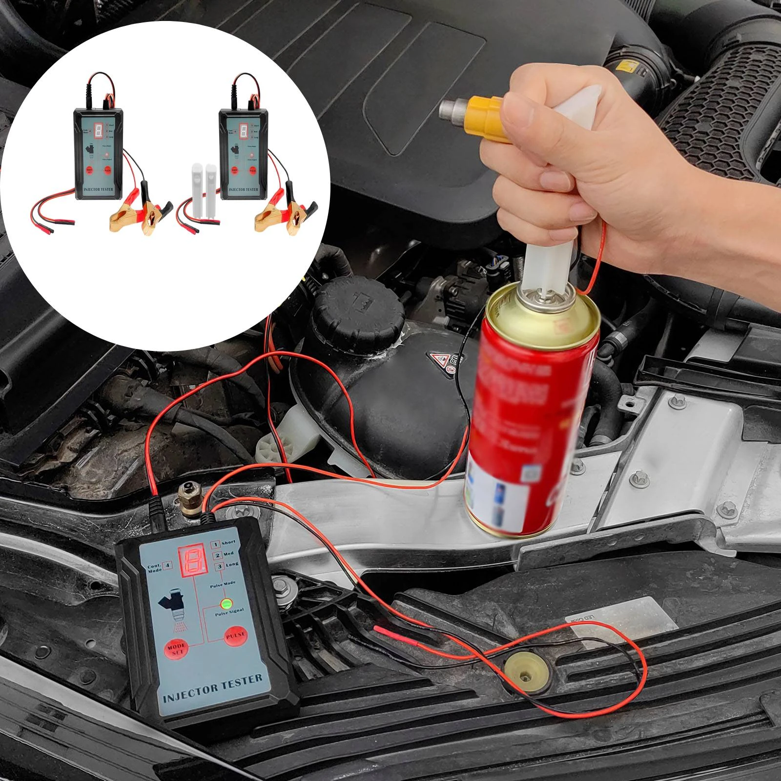 12V Car Fuel Injector Tester Cleaner Adapter with Bag Repairing Tool