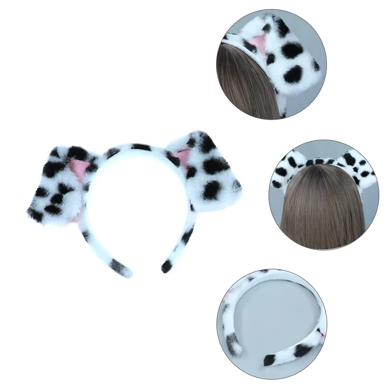 Lovely Furry Animal Ears Headwear Hair Hoop Plush Dog Ears Headdress Simulation Animal Ear Headband for Daily Wear