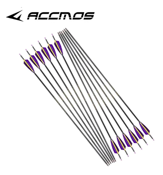 ID4.2mm Carbon Arrow Shaft Spine250 300 400 500 600 700 800 900 1000 1500 with 4" Turkey Feather Arrows 6/12/18pcs archery arrows archery arrow feathers