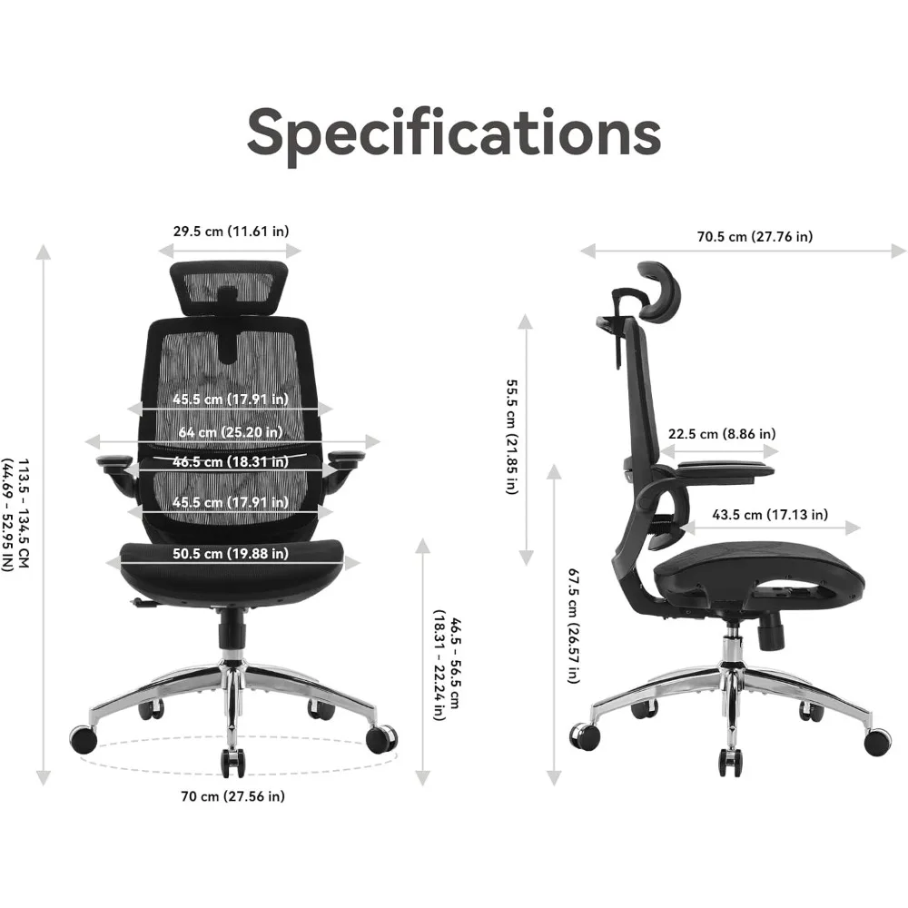 M59AS Ergonomic Office Chair, Desk Chair with 3D Flip-up Armrests, Computer Chair with Dual Back Design and Adaptive Dynam 4