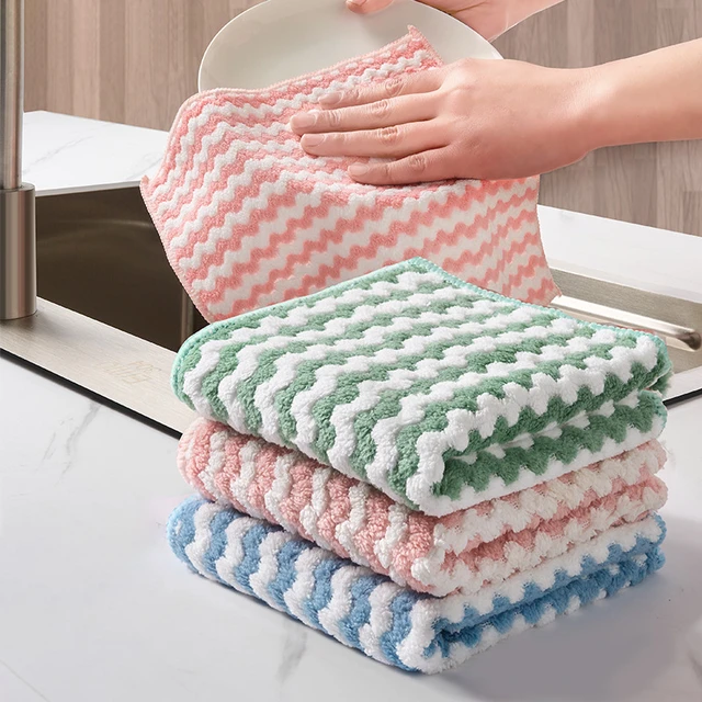 Kitchen Dishtowels Nonstick Coral Fleece Rags Water Absorbent Thickened Dish  Cloth Washable Fast Drying Household Cleaning Rags - AliExpress