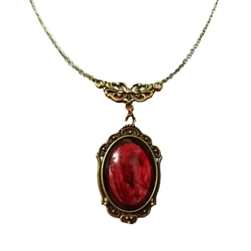 

Red Charm Necklace Vintage Chokers Gothic Pendant Necklace Fashion Jewelry Decoration Gifts for Women Girls