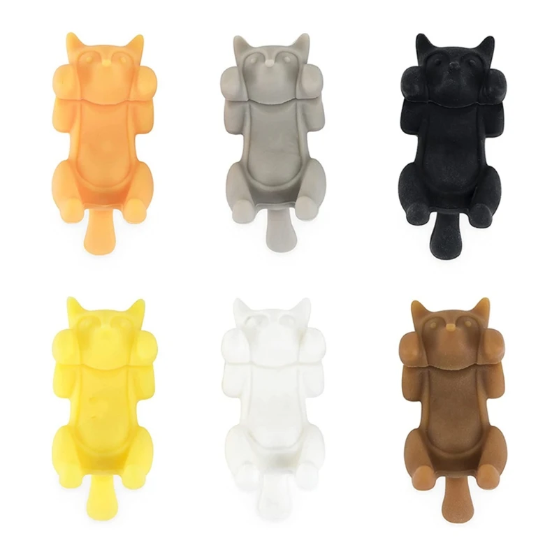 

6Pcs/Set for Creative Silicone Lying for Cat Shaped Wine Glass Markers Cup Distinguisher Recognizer Drink for Home Party