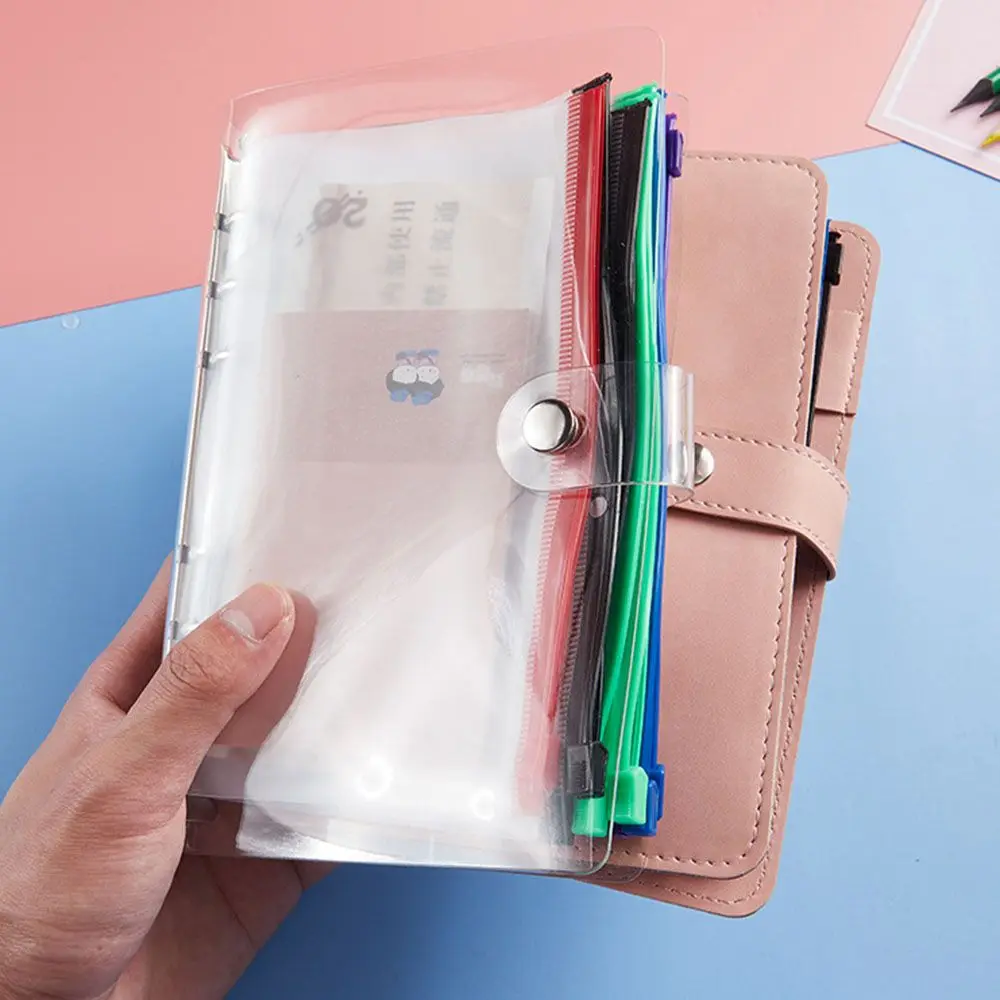 Loose Leaf Bags Waterproof Document Filing Bags 6 Ring Binder Zipper Folders Binder Pockets A5 A6 Size Notebook file folder file holder