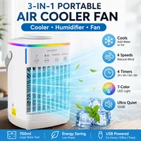 Climatiseur portable avec lumière d'ambiance colorée, ventilateur de refroidissement par eau, ventilateur de table USB, réservoir d'eau de 700 ml, ventilateur de bureau, humidificateur 2