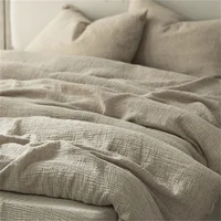 Parure de lit 100 % lin lavé – Housse de couette, drap et taies d'oreiller en lin, résistante aux plis, pour lits simples, doubles, queen et king size 1