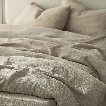 Set di Biancheria da Letto in Cotone Lavato e Lino, Lenzuola per Letto Singolo, Matrimoniale, Queen e King Size, Copripiumino in Lino, Lenzuolo e Federe Antipiega