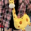 Cartoon Giraffe Crossbody Bag Girl Portable Pouch With Zipper CuteGiraffe Shape Plush Bag Animal Plush Shoulder Bag 4
